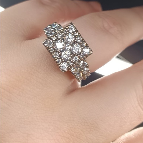 3.85 ctw Ring in Platinum Over Sterling Silver Made with Zirconia From Swarovski - Picture 3 of 9